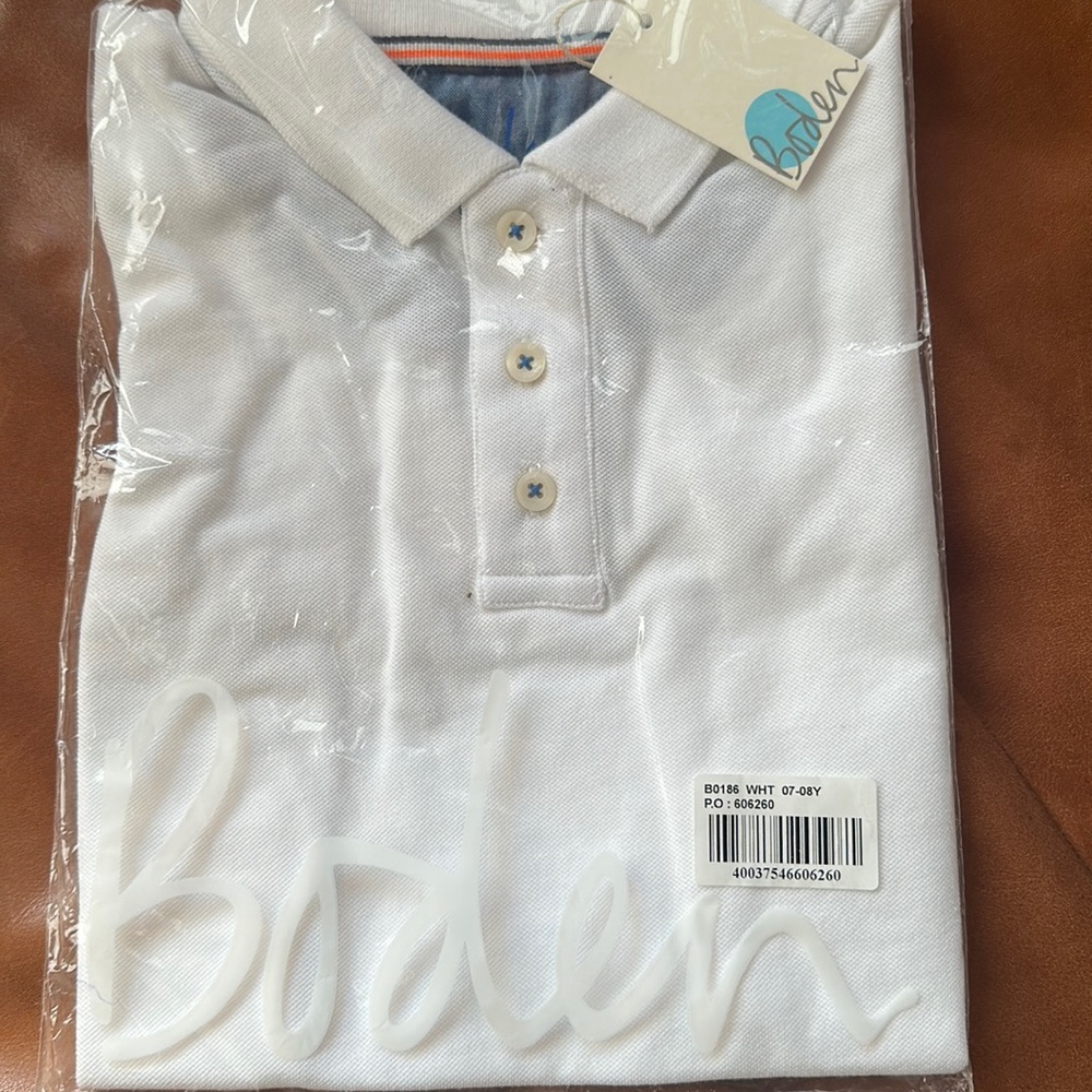 NWT Boden white short sleeve polo size 7-8